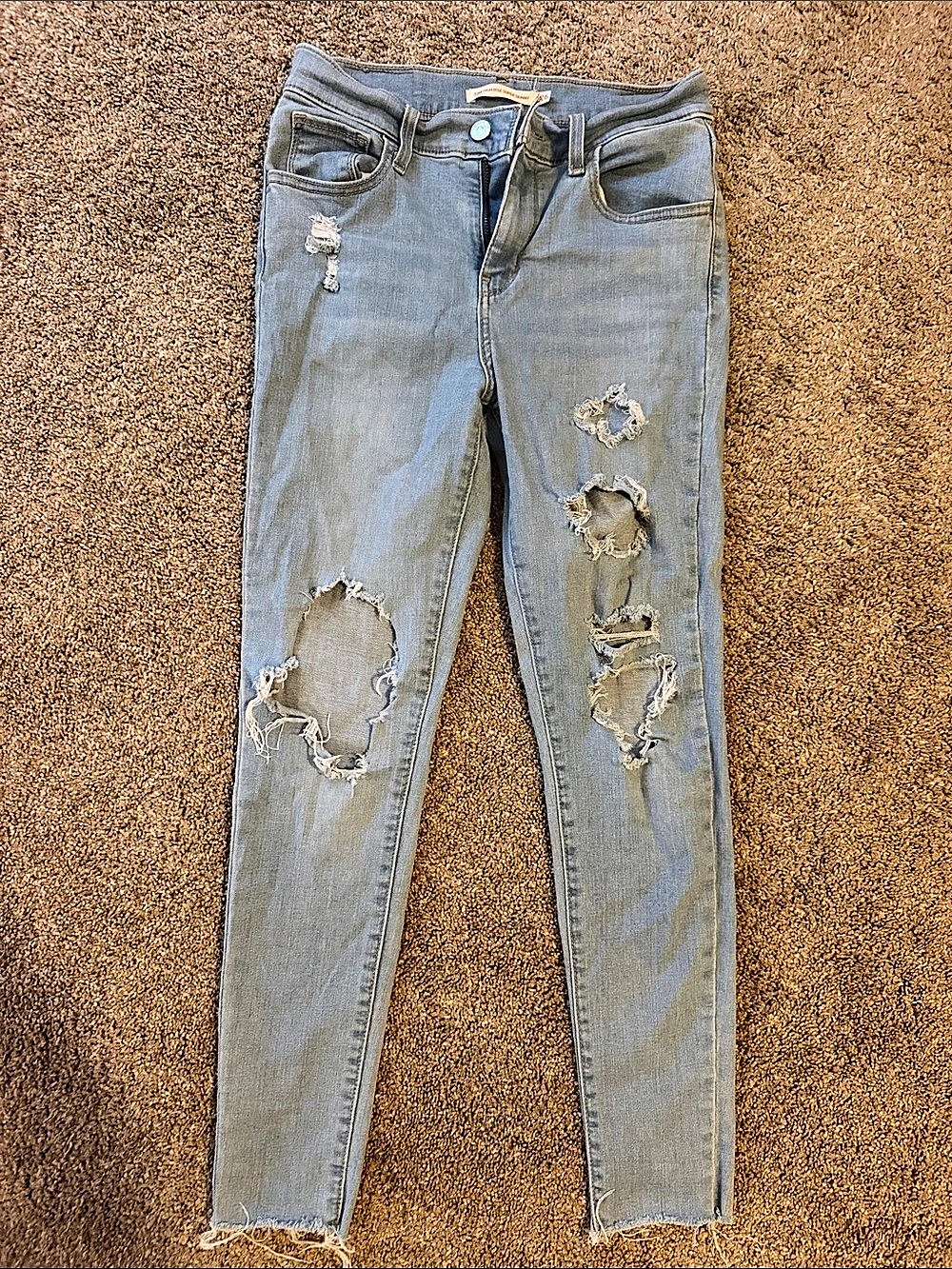 Levi's 720 High Rise Super Skinny Distressed Blue Waist 26 Jeans